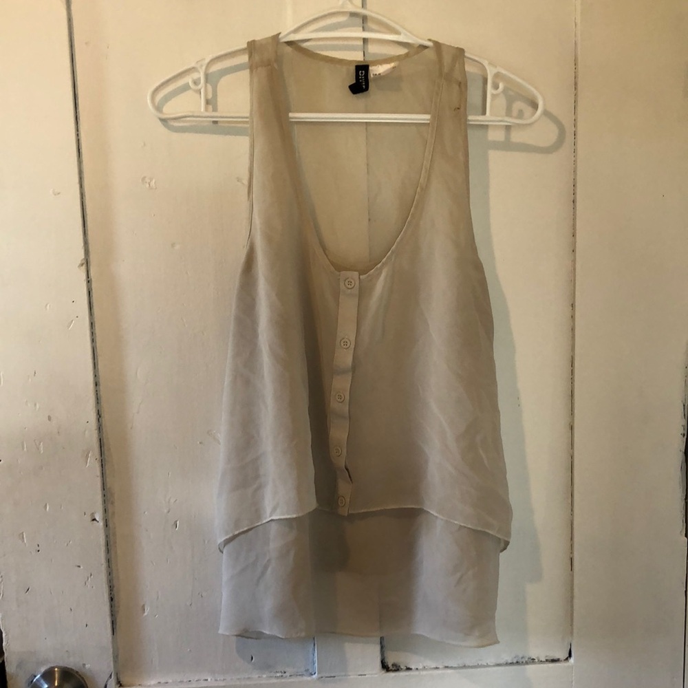 H&M Cream Layered Button-Front Tank Top